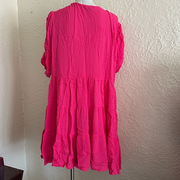 Torrid Crinkle Gauze Vibrant Pink Tiered Ruffle Kimono 3 3X - Picture 8 of 13